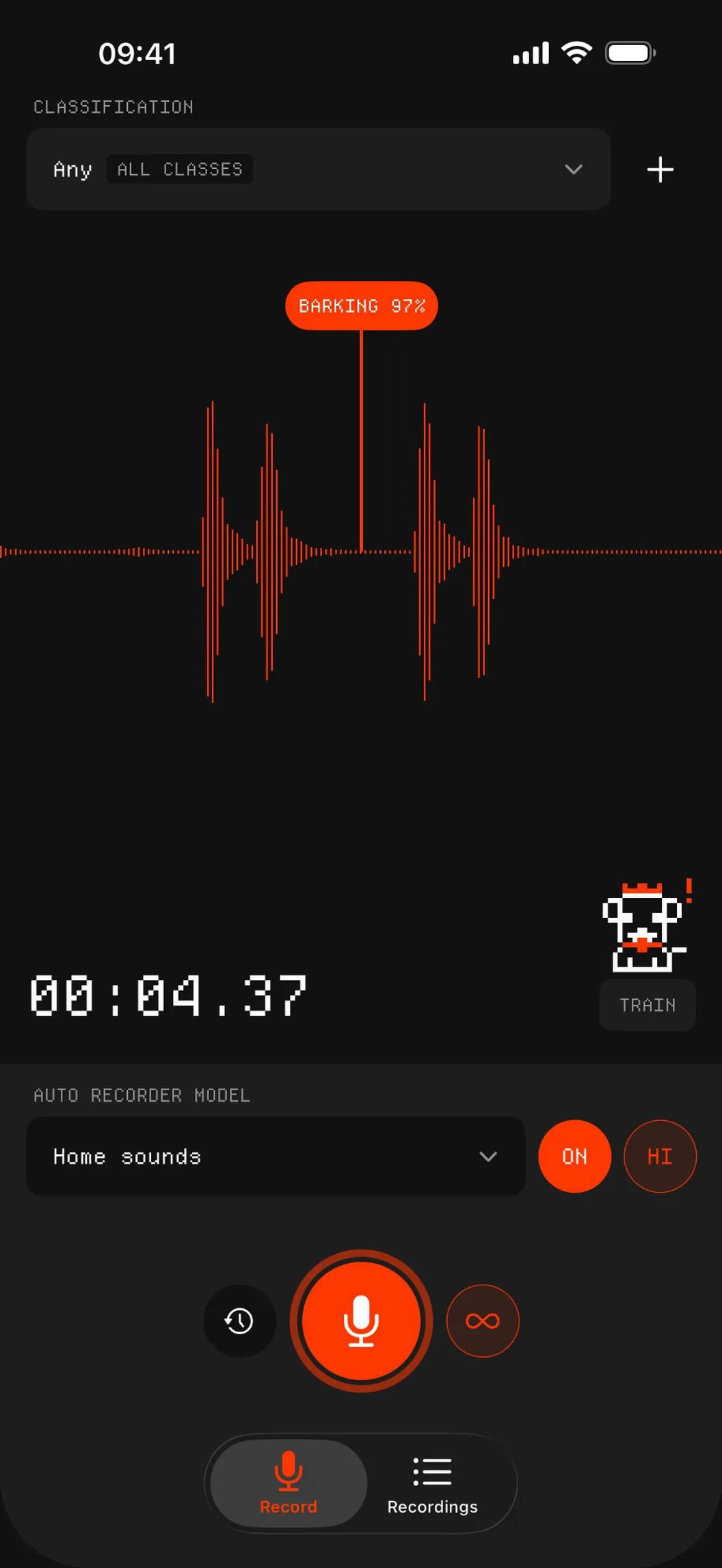 Annotate Audio auto-recording a bark