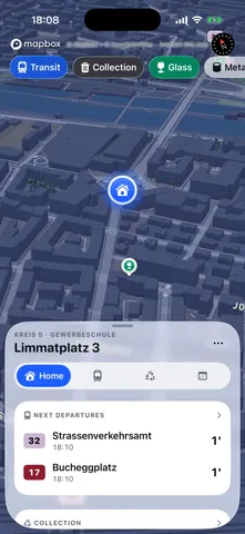 MiniZürich screen: The same street at night