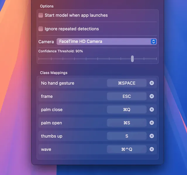 ML Shortcuts screenshot: Class Mappings: one shortcut per class