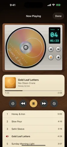 Recs screen: The CD player on track 4