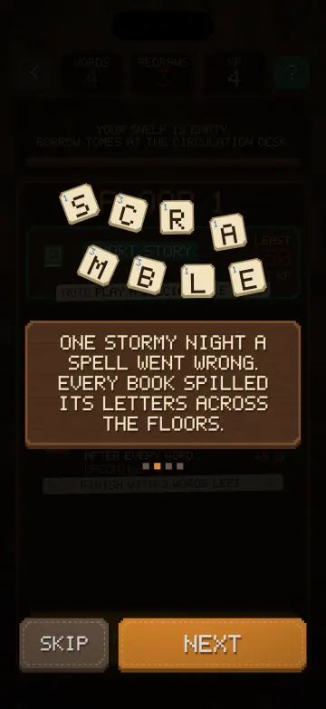 Scramble gameplay screen: The prologue: a spell went wrong