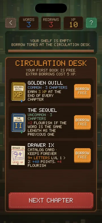 Scramble gameplay screen: Borrowing at the Circulation Desk