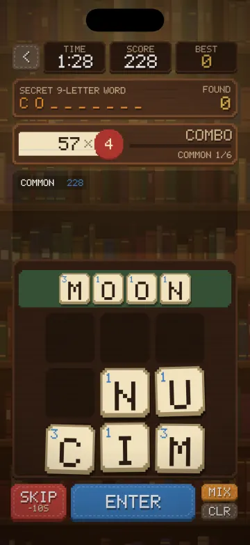 Scramble gameplay screen: Time Trial
