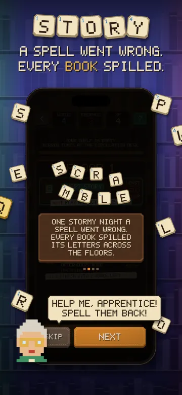 Scramble App Store screenshot: The story