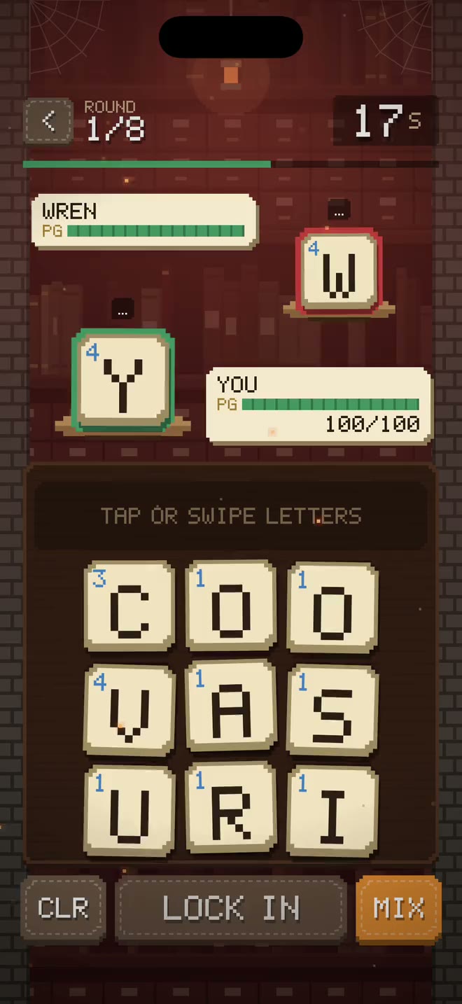 Scramble gameplay recording: A Word Battle round