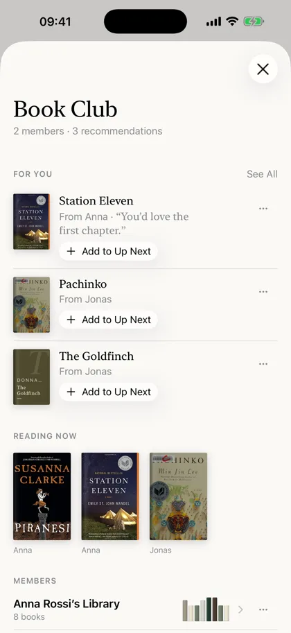 Shelf screen: Book Club: For You and the clubs