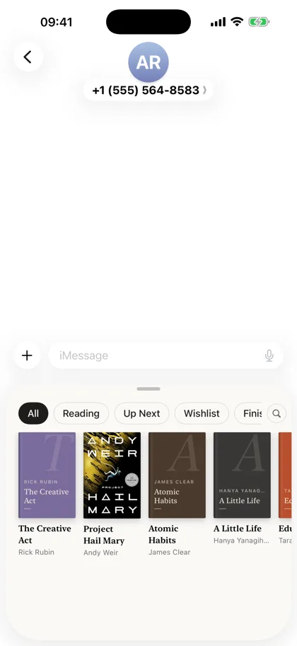 Shelf screen: iMessage: the library in the drawer
