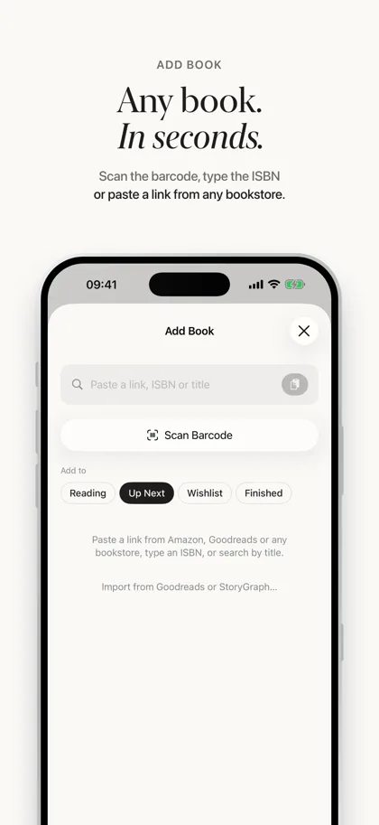 Shelf App Store screenshot: Any book. In seconds.