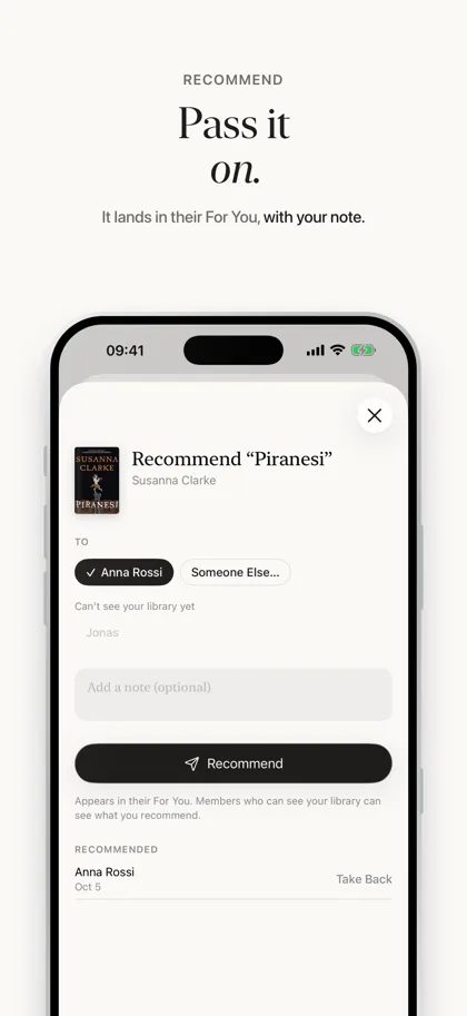 Shelf App Store screenshot: Pass it on.