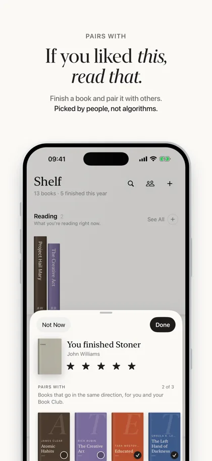 Shelf App Store screenshot: If you liked this, read that.