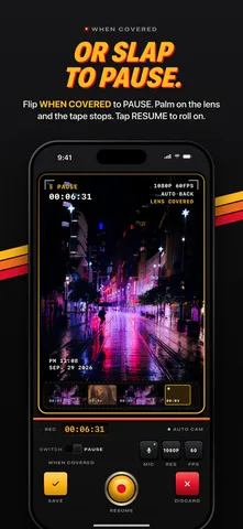 SlapCam App Store screenshot: Or slap to pause.