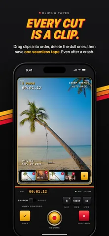 SlapCam App Store screenshot: Every cut is a clip.