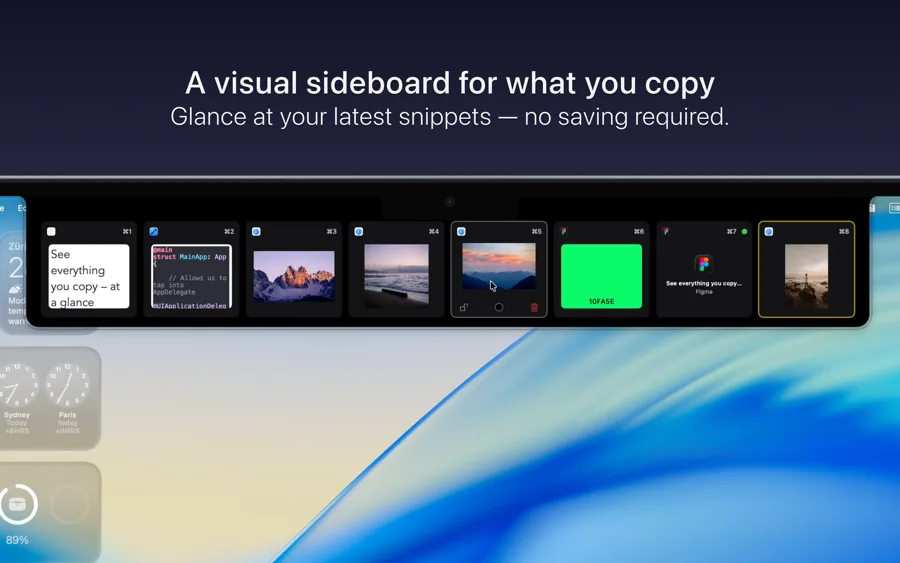 Snippet Mac App Store screenshot: A visual sideboard for what you copy